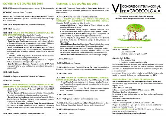 PROGRAMA DO VI CONGRESO INTERNACIONAL DE AGROECOLOXÍA